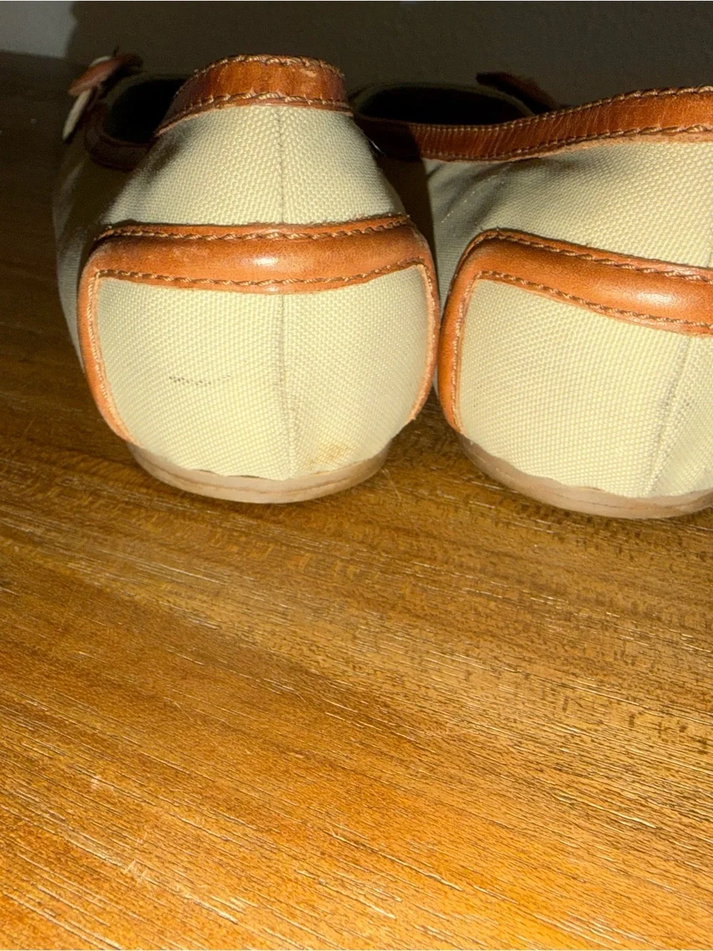 Burberry Cream and Tan Leather-Trim Loafers
